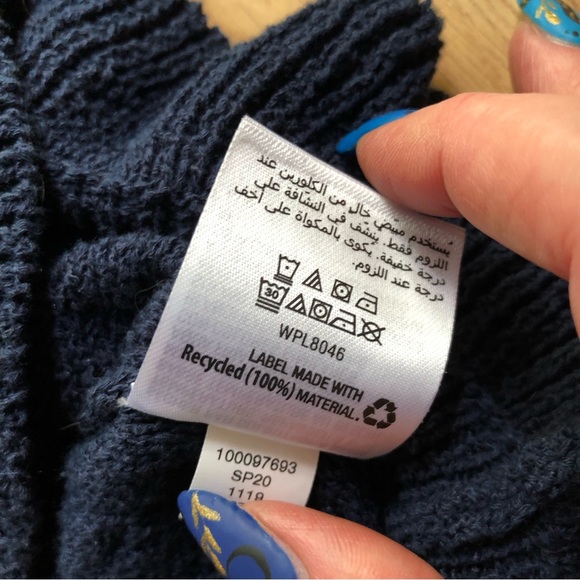 Navy Blue cotton/poly blend sweater by INC - Picture 8 of 11